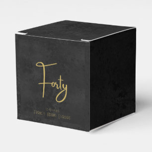 Elegant Black & Gold Script Forty Modern Birthday Favour Box