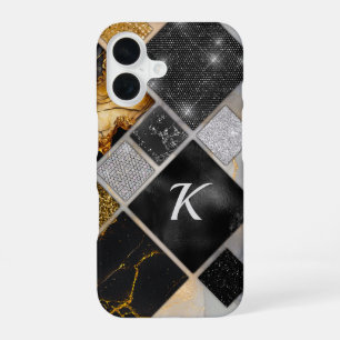 Elegant black gold silver geometric Case-Mate iPh iPhone 16 Case