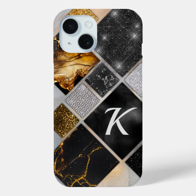 Elegant black gold silver geometric  Case-Mate iPhone case (Back)