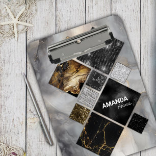 Elegant black gold silver geometric  clipboard
