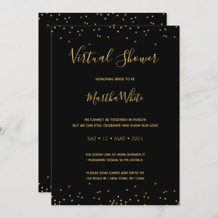 Elegant Black Gold Simple Virtual Bridal Shower Invitation