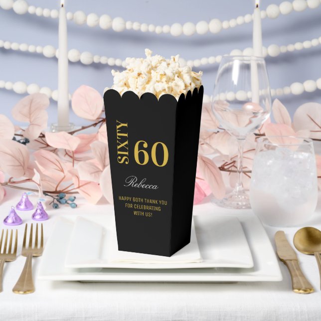 Elegant Black & Gold Sixty 60th Birthday Party  Favour Box (Wedding)