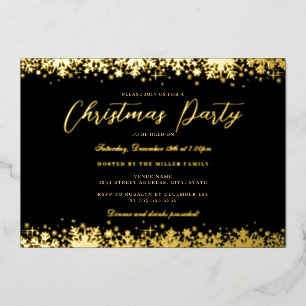 Elegant Black Gold Snowflake Christmas Party