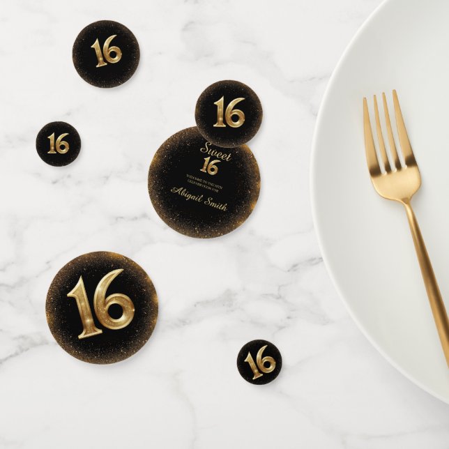 Elegant Black & Gold Sparkle Table Confetti (Group)