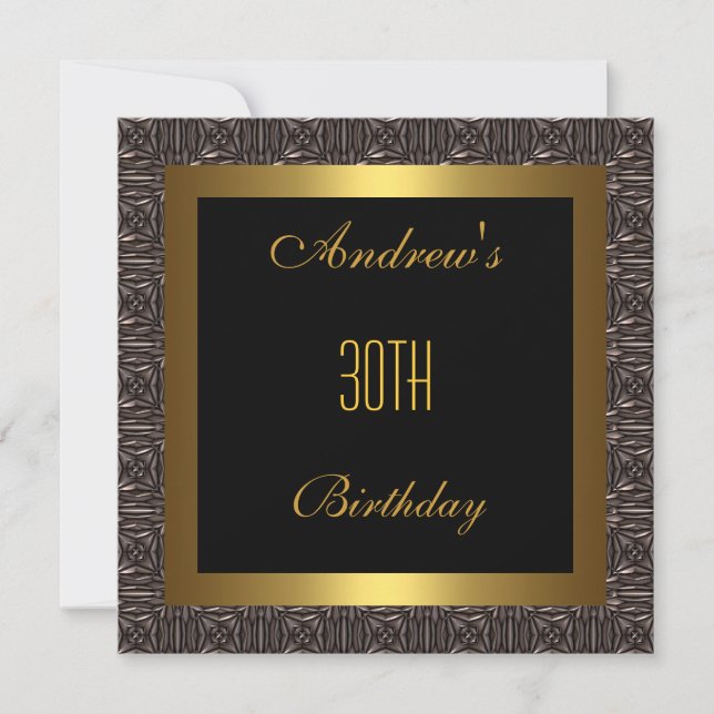 Elegant Black gold Stripe 30th Birthday Invitation (Front)