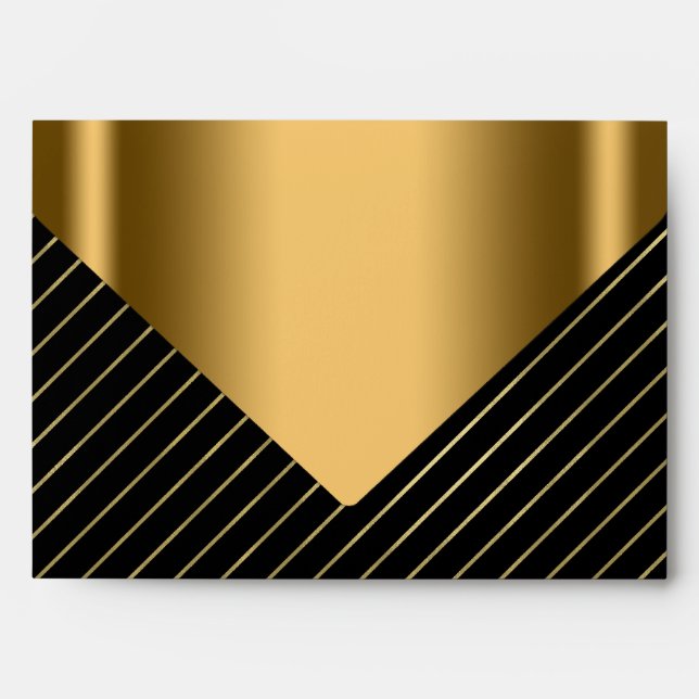 Elegant Black Gold Stripe Envelopes (Front)