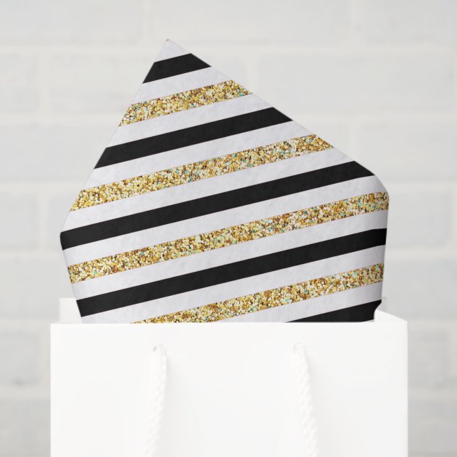 Elegant black gold stripe pattern party wine box tissue paper (Gift Bag)