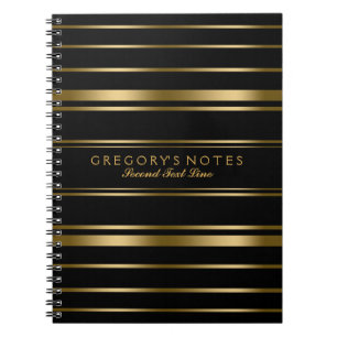 Elegant Black & Gold Stripes Pattern 3 Notebook