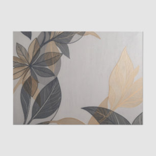 Elegant Black Gold Stylised Leaf Botanical Pattern Tissue Paper