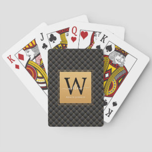 Elegant Black Gold Stylish Monogram Initial Script Playing Cards