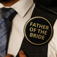 Elegant Black Gold Text Wedding Father of Bride