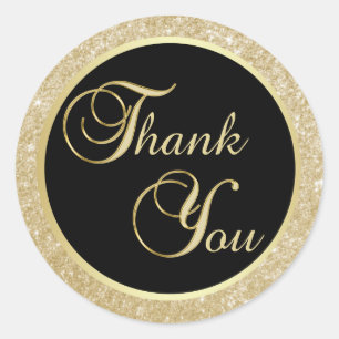 Elegant Black Gold Thank You Envelope Seals