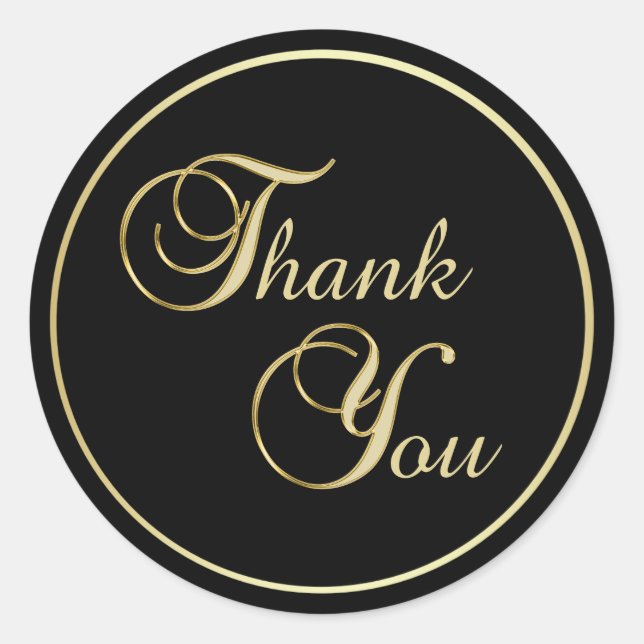 Elegant Black Gold Thank You Envelope Seals (Front)