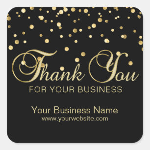 Elegant Black Gold Thank You For Your Business Square Sticker