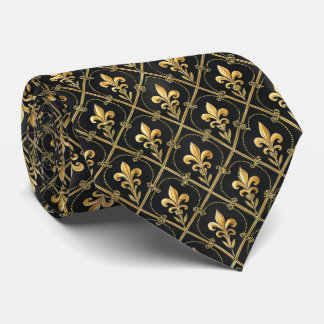 Elegant black gold tiled pattern  tie