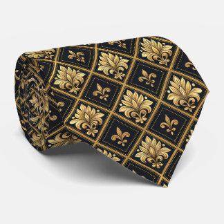 Elegant black gold tiled pattern  tie