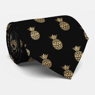 elegant black gold tiled pineapple pattern tie