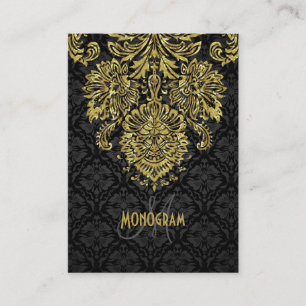 Elegant Black & Gold Tones Floral Damasks Business Card