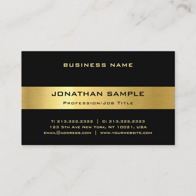 Elegant Black Gold Trendy Luxury Template Modern Business Card (Front)