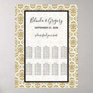 Elegant Black Gold Vintage Seating Chart