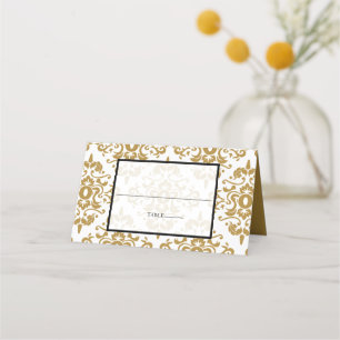Elegant Black Gold Vintage Wedding Place Card