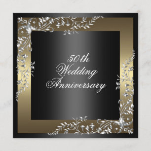 Elegant Black/Gold wedding anniversary Invitation