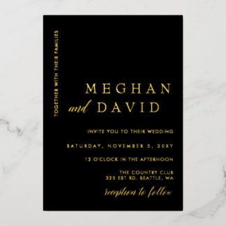 Elegant Black Gold Wedding Foil Invitation