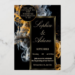 Elegant Black & Gold Wedding Invitation