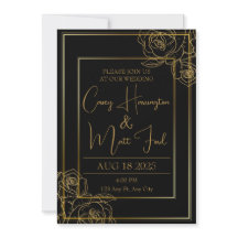 Elegant Black & Gold Wedding Invitation