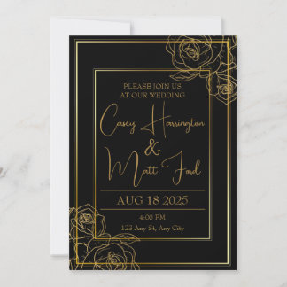 Elegant Black & Gold Wedding Invitation