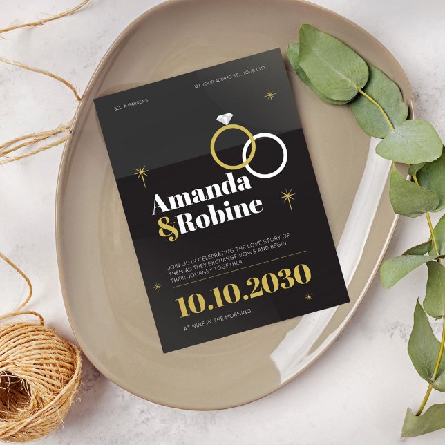 Elegant Black & Gold Wedding Invitation (Creator Uploaded)