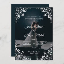 Elegant Black & Gold wedding invitation 