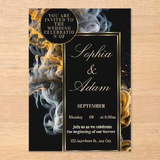 Elegant Black & Gold Wedding Invitation