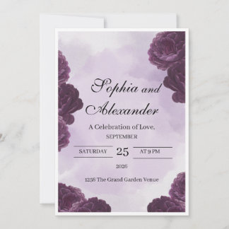 Elegant Black & Gold Wedding Invitation Template |