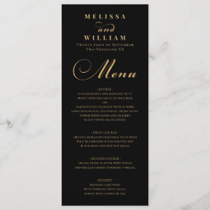 Elegant Black Gold Wedding Menu