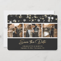 Elegant Black Gold Wedding Photo Save The Date