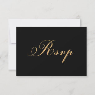 Elegant Black Gold Wedding RSVP Card