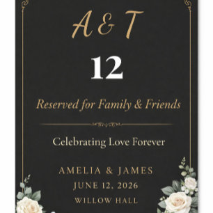Elegant Black Gold Wedding Table Card