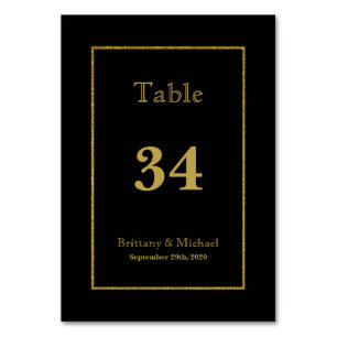 Elegant Black Gold Wedding Table Number