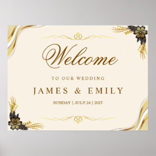 Elegant Black & Gold Wedding welcome sign