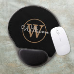 Elegant Black Gold White Script Name Monogram    Gel Mouse Pad<br><div class="desc">Elegant black gold and white script name monogram gel mouse pad. Personalise the name and monogram initial to create your own unique design. Designed by Thisisnotme©</div>