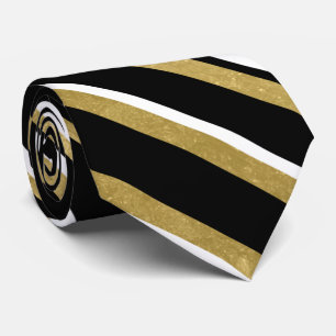 elegant black gold white stripe tile pattern tie
