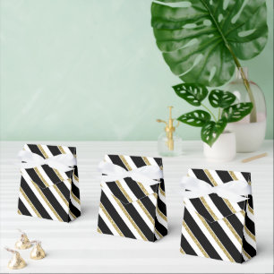 elegant black gold white stripes party box