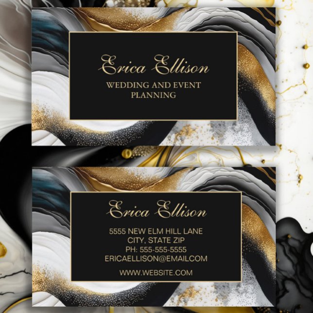 Elegant Black Gold White Wedding Planner Business Card (Creator Uploaded)
