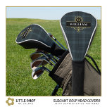 Elegant Black Gold Windowpane Plaid Monogrammed Golf Head Cover<br><div class="desc">Hit the green in style with this customisable golf driver head cover that features a classic black and grey windowpane plaid pattern accented with an elegant gold emblem and a customisable initial and name. This design, which features a classic pattern used on men’s suits, will add a sophisticated touch that...</div>