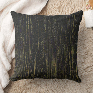 Elegant Black Gold Wood Grain Cushion