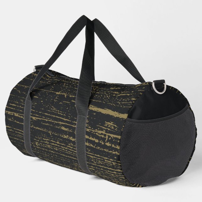 Elegant Black Gold Wood Grain Duffle Bag (Right Corner)