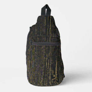 Elegant Black Gold Wood Grain Sling Bag