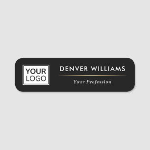 Elegant black golden gradient divider name logo name tag