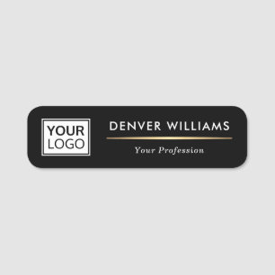 Elegant black golden gradient divider name logo tag